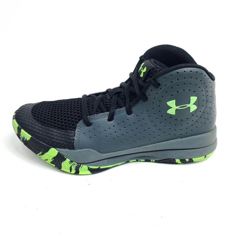 Under Armour Boys Shoes Jet Youth Size 6Y Gray Green Camo 3022121-100 Sneakers